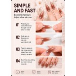 Nude‑Coffee Gradient Long Almond Press‑On Nails, Luxury 3D Rhinestone Elegant Gentle False Nails
